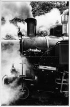 JUNIQE - Poster met kunststof lijst Stoomtrein -20x30 /Groen & Zwart