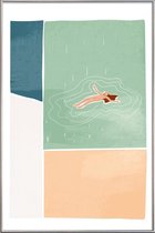 JUNIQE - Poster met kunststof lijst Bathing -40x60 /Ivoor & Roze