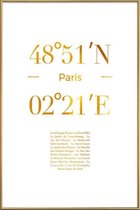 JUNIQE - Poster met kunststof lijst Paris gouden -30x45 /Goud & Wit
