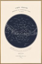JUNIQE - Poster met kunststof lijst Carte du Ciel -60x90 /Blauw