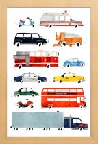 JUNIQE - Poster in houten lijst Cars and Lorries -40x60 /Kleurrijk
