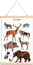 JUNIQE - Posterhanger Forest Animals -60x90 /Bruin & Grijs