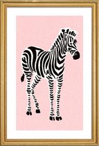 JUNIQE - Poster met houten lijst Zebra Pink -30x45 /Roze