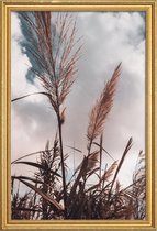 JUNIQE - Poster met houten lijst Grass II -13x18 /Bruin & Wit