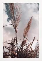 JUNIQE - Poster met houten lijst Grass II -13x18 /Bruin & Wit