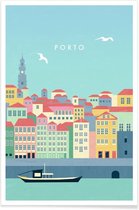 JUNIQE - Poster Porto - retro -60x90 /Kleurrijk
