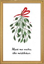 JUNIQE - Poster met houten lijst Mistletoe -13x18 /Groen & Rood