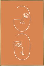 JUNIQE - Poster met kunststof lijst Coupling -60x90 /Bruin & Oranje