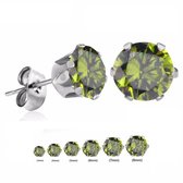 Aramat jewels ® - Oorstekers ronde zirkonia staal groen 5mm