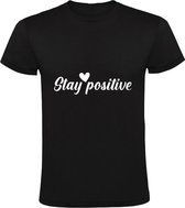 Stay Positive hartje Heren t-shirt | positief | vertrouwen | liefde | Zwart