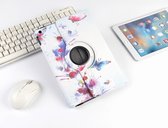 P.C.K. Hoesje/Boekhoesje/Bookcover/Bookcase/Book draaibaar wit met vlinders bloemen print geschikt voor Samsung Galaxy Tab A7 2020 10.4 Inch (T500/T505) MET PEN EN GLASFOLIE