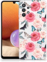 Smartphone hoesje Samsung Galaxy A32 4G | A32 5G Enterprise Editie Telefoontas Butterfly Roses