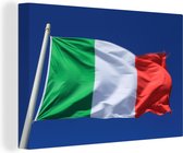 Canvas Schilderij Italiaanse vlag wappert in de blauwe lucht - 120x80 cm - Wanddecoratie