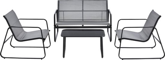 Ensemble de jardin 4 pièces Palencia ensemble de salon gris clair et noir