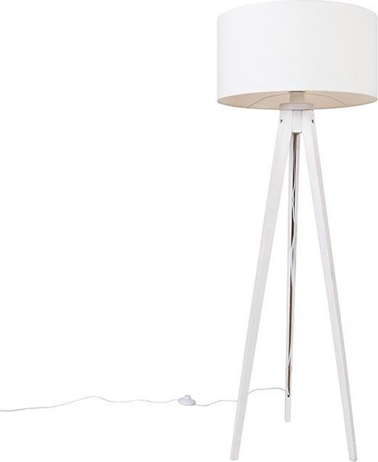 QAZQA tripod_classic - Moderne Tripod | driepoot vloerlamp | Staande Lamp - 1 lichts - H 136 cm - Wit - Woonkamer | Slaapkamer