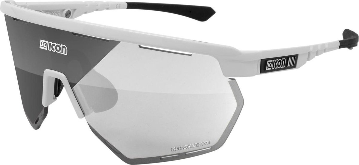 Scicon Aerowing White Gloss Fietsbril - PhotoChromic Silver