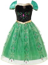 Prinses - Anna jurk - Frozen -  Prinsessenjurk - Verkleedkleding - Groen - Maat 98/104 (2/3 jaar)