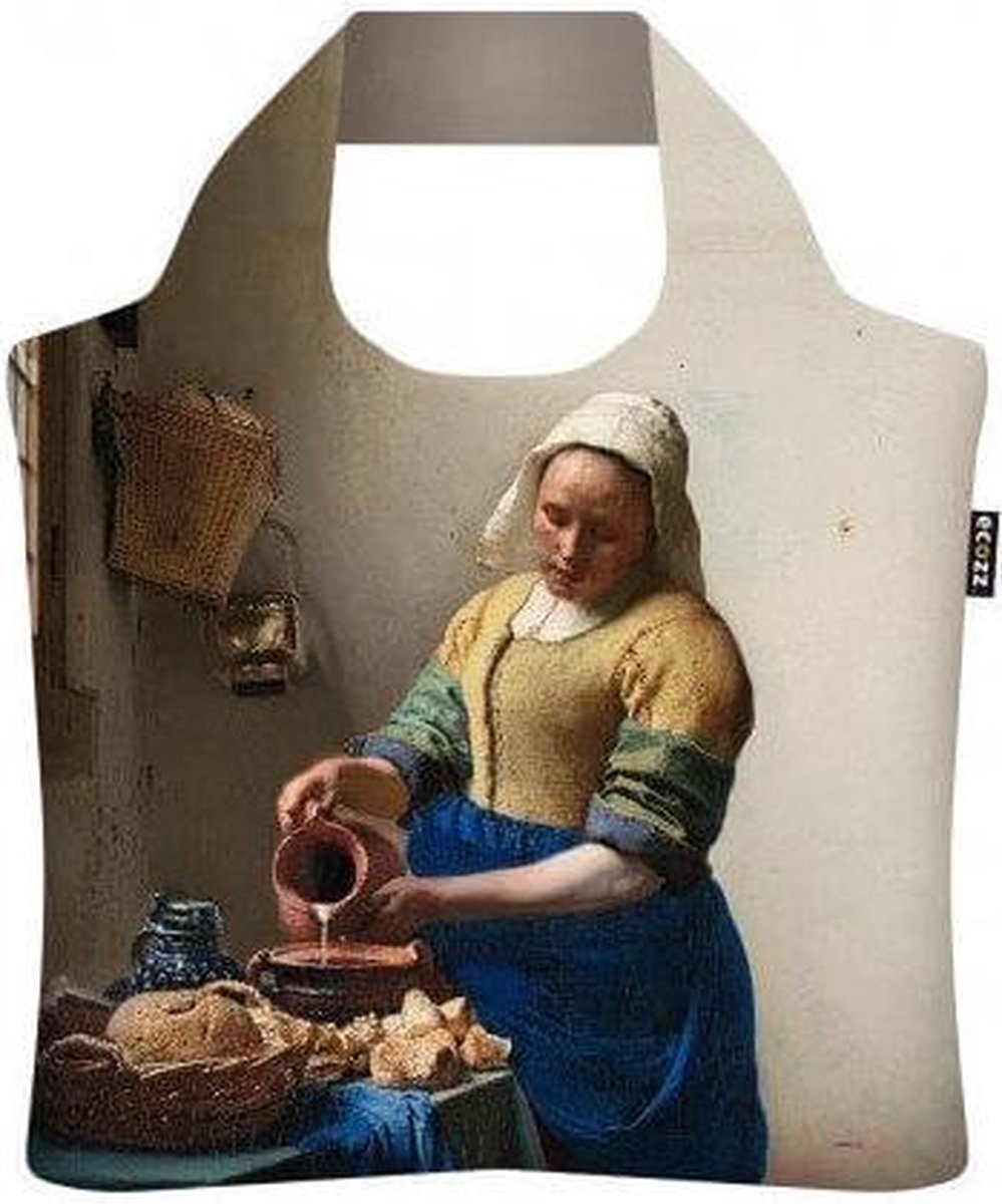 Ecozz tas - The Milkmaid - Johannes Vermeer - met rits - 46x41 cm