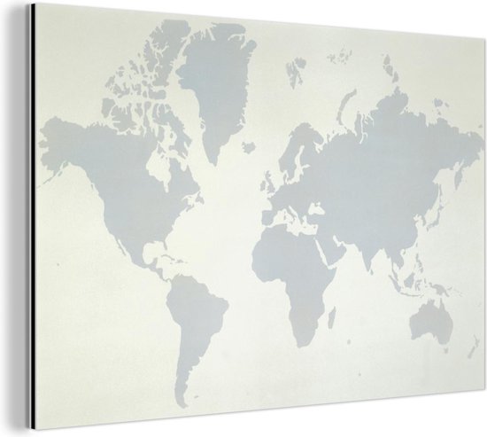 Moeras Wiskunde Grondig Wereldkaart met grijstinten Aluminium | Wereldkaart Wanddecoratie Aluminium  180x120 cm | bol.com