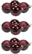 12x stuks kerstversiering kerstballen donkerrood van glas - 10 cm - mat/glans - Kerstboomversiering