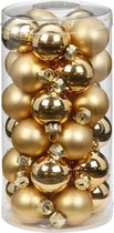 60x stuks kleine glazen kerstballen goud mix 4 cm - Kerstboomversiering/kerstversiering