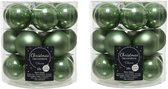 36x stuks kleine kerstballen salie groen (sage) van glas 4 cm - mat/glans - Kerstboomversiering