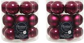 36x stuks kleine kerstballen framboos roze (magnolia) van glas 4 cm - mat/glans - Kerstboomversiering