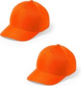 2x stuks oranje 5-panel baseballcap voor volwassenen. Oranje/holland thema petjes. Koningsdag of Nederland fans supporters