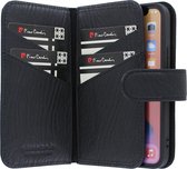 iPhone 12 Mini Bookcase hoesje - Pierre Cardin - Effen Zwart - Leer