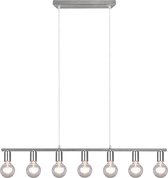 LED Hanglamp - Trinon Zuncka - E27 Fitting - 7-lichts - Rechthoek - Mat Nikkel - Aluminium