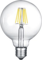 LED Lamp - Filament - Trinon Globin - E27 Fitting - 6W - Warm Wit 3000K - Transparent Helder - Aluminium