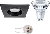 PHILIPS - LED Spot Set - CorePro 830 36D - Primux Rodos Pro - GU10 Fitting - Dimbaar - Inbouw Vierkant - Mat Zwart - 4W - Warm Wit 3000K - 93mm