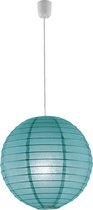 LED Hanglamp - Hangverlichting - Trinon Ponton - E27 Fitting - Rond - Mat Turquoise - Papier