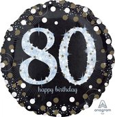Anagram Folieballon Sparkling 80th Birthday 71 Cm Zwart