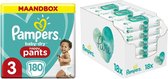 Pampers Baby-Dry Pants maandbox maat 3 180 luierbroekjes en Aqua Pure 864 billendoekjes Pakket