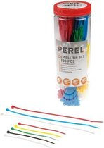Perel Set nylon kabelbinders, verschillende kleuren, UV-bestendig, 300 stuks