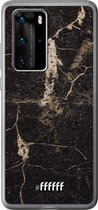 Huawei P40 Pro Hoesje Transparant TPU Case - Dark Golden Marble #ffffff