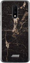 OnePlus 7 Hoesje Transparant TPU Case - Dark Golden Marble #ffffff