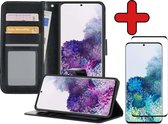 Samsung S20 Ultra Hoesje Book Case Met Screenprotector - Samsung Galaxy S20 Ultra Case Hoesje Wallet Cover Met Screenprotector - Zwart