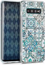 kwmobile telefoonhoesje voor Samsung Galaxy S10 - Hoesje voor smartphone in blauw / grijs / wit - Marokkaanse Tegels design