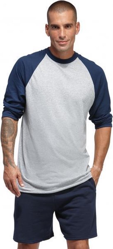 Soffe - Chemise de baseball - Manches ¾ - T-shirt de Baseball bicolore - Grijs/ Bleu foncé - Adultes - Petit