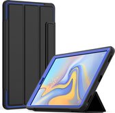 Tablet Hoes geschikt voor Tablet Hoes geschikt voor Samsung Galaxy Tab A 10.1 2019 - Tri-Fold Book Case met Transparante Back Cover en Pencil Houder - Blauw/Zwart