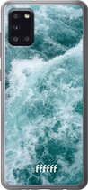 Samsung Galaxy A31 Hoesje Transparant TPU Case - Whitecap Waves #ffffff