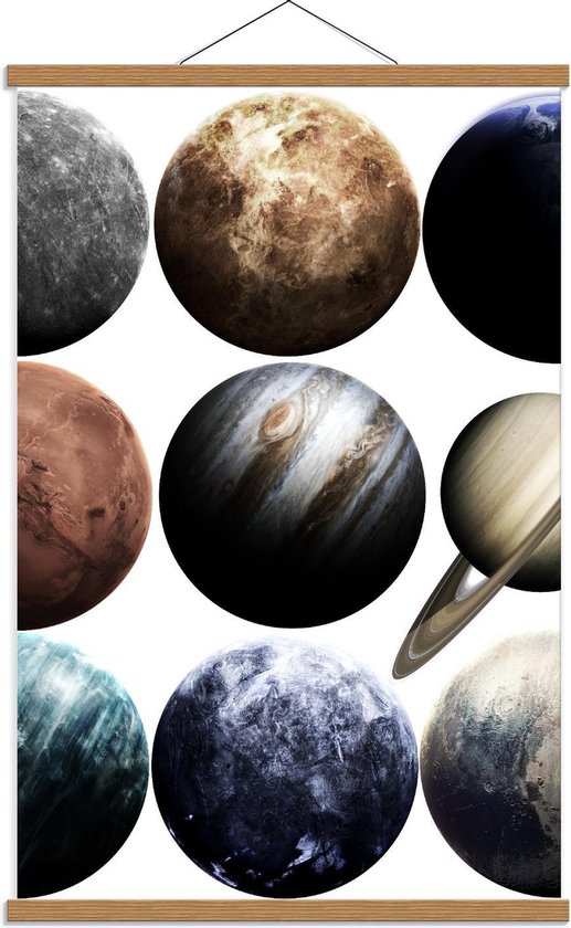 Schoolplaat – Verschillende Planeten - 60x90cm Foto op Textielposter (Wanddecoratie op Schoolplaat)