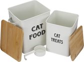 Voedsel voor kat bewaren - Voercontainers Set voor katten - Beige