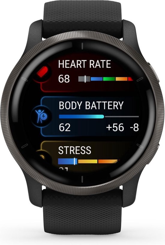 Garmin Venu 2 Health Smartwatch - Amoled touchscreen - Stappenteller - 10 dagen batterij - Zwart