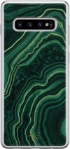 Samsung Galaxy S10 siliconen hoesje - Agate groen - Soft Case Telefoonhoesje - Groen - Print