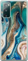 Samsung S20 FE hoesje - Groen blauw marmer | Samsung Galaxy S20 FE hoesje | Siliconen TPU hoesje | Backcover Telefoonhoesje Transparant
