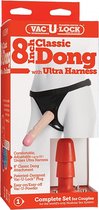 8 Inch Classic Dong - With Ultra Harness - Flesh - Strap On Dildos