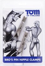 Tom of Finland Bros Pin Stainless Steel Nipple Clamps - Silver - Cuffs